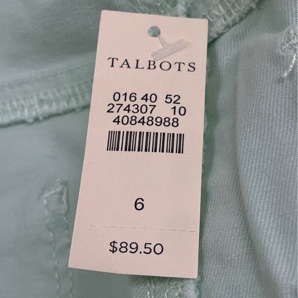 Talbots Womens Mint Green Capri Jeans Mid-Rise Slim Fit Size 6 - New - Picture 8 of 10